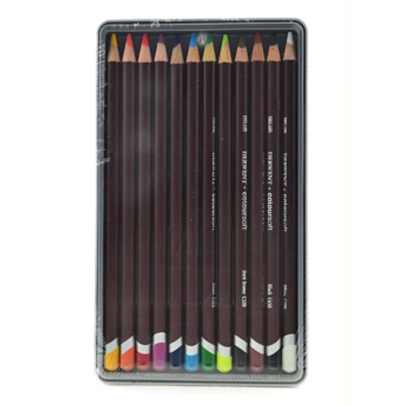 Derwent Coloursoft 12-Count Soft Colored Pencils + Free Illustration Pen Set NWT - Picture 3 of 6